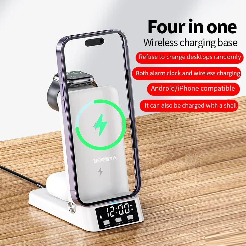 30W Fast Wireless Charger Stand For iPhone 15 14 13 12 11 Samsung Apple Watch Airpods Pro 3 in 1 Wireless Charging Dock Station